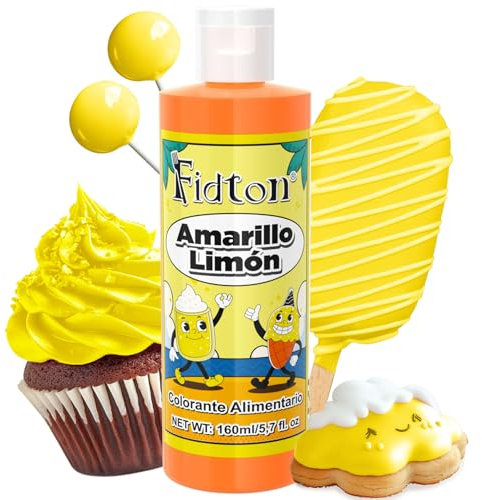 Colorante Alimentario 160ml - Gran Capacidad Colorantes Alimentarios Reposteria Altamente Concentrado para Decoración de Pasteles, Colorante Alimenticio para Fondant Colores - Amarillo Limón