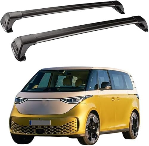 WEIQQI Aluminium Dachträger Relingträger für ID. Buzz 2022 2023, Querträger Gepäck Cargo Top Dachgepäckträger Querstangen Gepackträger Zubehör
