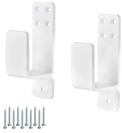 2 Stücke 2x4 Tür Barricade Klammern, Drop Bar Sicherheit Türhalterungen Metall U Halterungen für Haus, Scheune, Schuppen, Garage, Tor Tür Sicherheit (Weiß)