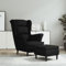 Cozynest Armlehnen Fernsehsessel Polstersessel Loungesessel Wohnzimmersessel TV Sessel Ruhesessel Relaxsessel Ohrensessel mit Hocker Schwarz Samt
