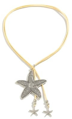 GAUEIOUR Bohemian Starfish Tassel Necklace Silver Alloy Pendant with Unique Personality, Women's and Girls' Beach Accessories