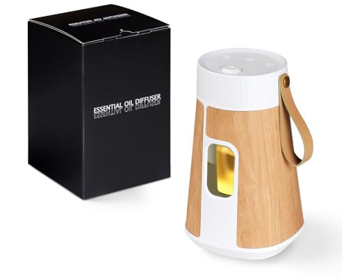 Waterless Diffuser Essential Oil, MIFXIN Aromatherapy Oil Atomizing Diffuser for Bedroom, 1/2/3H Timers Modes & 3 LED Light Modes, Portable Diffusers Scent Air Machine for Office, Car, Home (Wood)