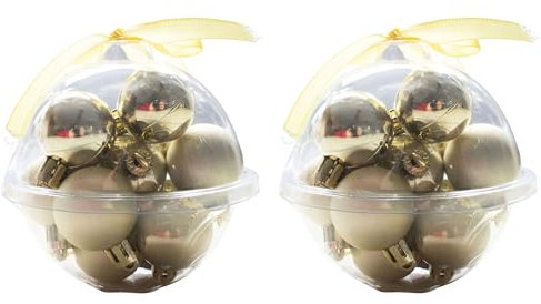 24 x Mini Baumkugeln Ø 3 cm zum Hängen - Bruchsicher - Baumschmuck Kunststoff für Innen und Außen - Kleine Christbaumkugeln (Gold + Silber (matt + Glanz))