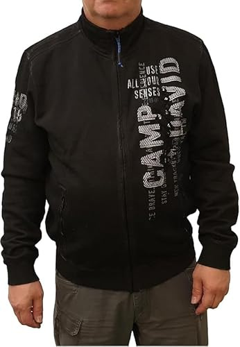 Camp David Herren Sweatjacke Oil Dyed mit Logo Artworks Black XXXL