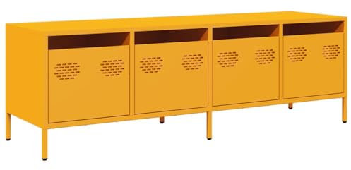 vidaXL Mobile TV Giallo Senape 135x39x43,5 cm in Acciaio, supporto TV, credenza TV, mobile HiFi, mobile porta TV, porta TV, mobile multimediale