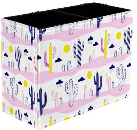 VAPOKF Pot à crayons cactus pour bureau, 2 compartiments, pot à crayons, pinceaux de maquillage, rangement de fournitures de bureau pour la maison et le bureau