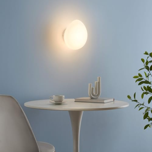 KOSILUM – Wandleuchte oder kleine Deckenleuchte aus Opalglas – Veglia – Licht warmweiß Beleuchtung Wohnzimmer Schlafzimmer Küche Flur – 5 W – 604 lm – integrierte LED – IP20