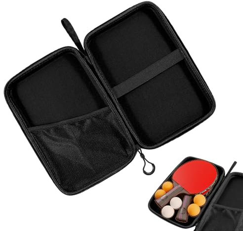 Generisch Tischtennis-Tasche, Hartschalenkoffer für 2 Schläger und Bälle, Schwarz, 29 * 19.5 * 5 cm / 11.42 * 7.68 * 1.97 Zoll, Reißverschluss, Hartschale