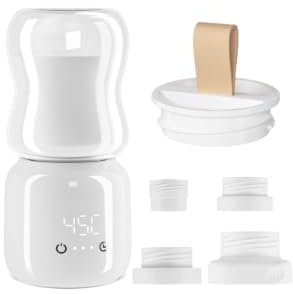 Chauffe-biberon bébé en Déplacement, Chauffe Biberon Portable Chauffe Biberon Sans Fil, 4 Réglages de Température + 4 Modes de Minuterie, 37°C to 50°C Adapté pour MEDELA, MAM, DRBROWNS, TOMMEE TIPPEE