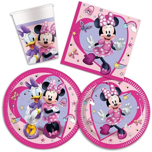 Decoraparty Set de vaisselle pour 8 invitations, décorations pour fête d'anniversaire, fête, 8 grandes assiettes, 8 petites assiettes, 20 serviettes, 8 verres (44 pièces)
