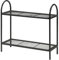 GEEZY 2 Tier Metal Plant Stand – Indoor or Outdoor, Weather Resistant, Mesh Design, Easy to Assemble and Clean – Tall Black Tiered Plant Stand for Flowers and Plants