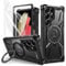 Lanhiem für Samsung Galaxy S21 Ultra Hülle mit 2 Stück Schutzfolie, 360° Ring Ständer Schutzhülle, Militärischer Stoßfest Handyhülle für Samsung Galaxy S21 Ultra Case, Schwarz