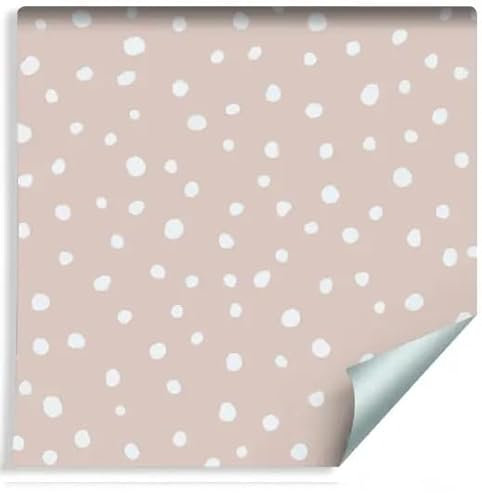Dekorative Tapete in Weiß Punkte, Pink-Beige, Selbstklebend