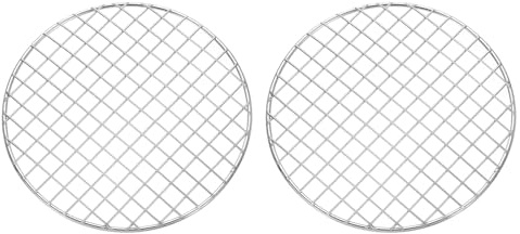 sourcing map 2 Stück rundes Grillrost, Durchmesser 20 cm, Edelstahl-Grillrost, Kreuzdraht, Grillrost zum Kochen, Backen, Luftfritteusen-Gestelle, Silber