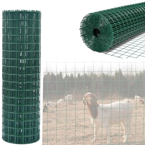 Hot Dipped Galvanised Mesh Fencing Roll, PVC Coated Wire Mesh, Green Wire Fence, Wires Netting for Garden, Chain Link Fencings Stock Fencings Decorative Fence, 90CMX10M(3FT X 33FT) 4in X 3in Hole Size
