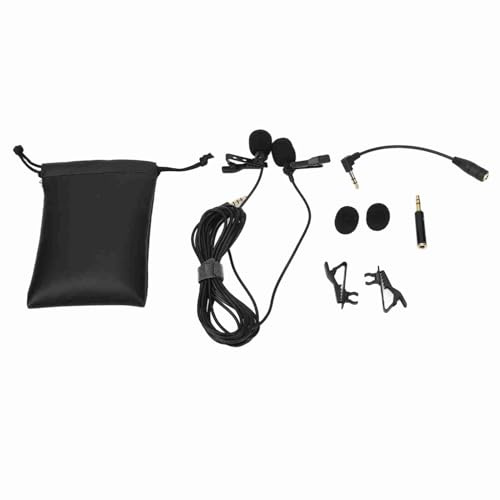 Lavalier -Lapel -Mikrofon Black Double Head Omnidirectional Clip Mic Kein Treiber benötigt Plug -Play für die öffentlicher Performance -Schulen Konferenzen APS -Material