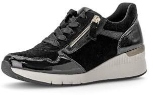 Gabor Damen Low-Top Sneaker, Frauen Sneaker,Glamour,Style,Stil,trendy,hochwertig,Wellness,schick,verspielt,Leder-Ware,chic,schwarz,42.5 EU / 8.5 UK