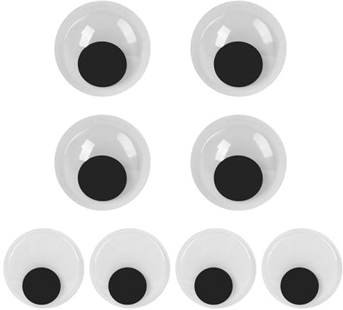 8 Stück Wackelaugen selbstklebend, große runde Kulleraugen selbstklebend 70mm und 80mm, Kunststoff Augen zum Aufkleben, Wackelaugen groß für DIY Basteln, Scrapbooking, Puppenaugen, Kunsthandwerk