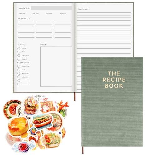 Rezeptbuch zum Selberschreiben A5 Kochbuch Selbst Schreiben 100 Seiten DIY Meine Rezepte Buch zum Selber Schreiben Hardcover Recipe Book Backbuch Schreiben mit Inhaltsverzeichnis für Kochliebhaber
