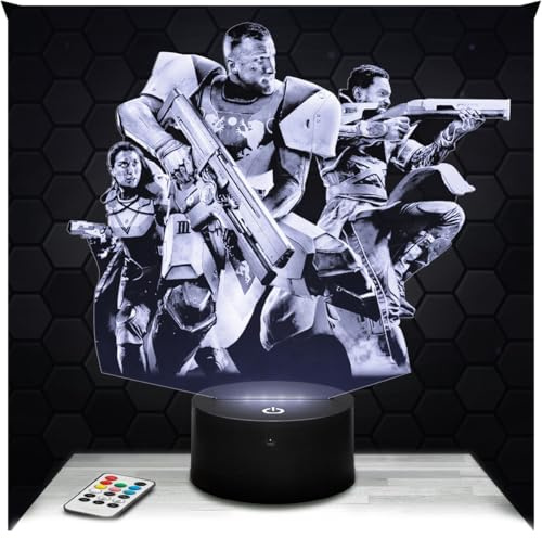 Lampephoto.fr - Lampe Destin y 2 MMO FPS 3D Touch Nachtlicht Videospiele | Made in France, Sockel wählbar, dimmbar, Batterie/USB, HD-Lasergravur, Geschenk für Gamer & Geeks