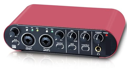 Audio Mixer Audio-Interface Externe Loopback-Soundkarte Gitarrenaufnahme Stereo-Monitor-Soundkarte RED Studio