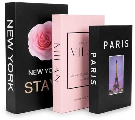 Feruchun Dekorative Bücher für Heimdekor 3er Set,Deko Bücher mit Stauraum,Deko Buch Aufbewahrungsbox,Buchattrappe Box für Wohnzimmer Büro Bücherregal (STIL 1)
