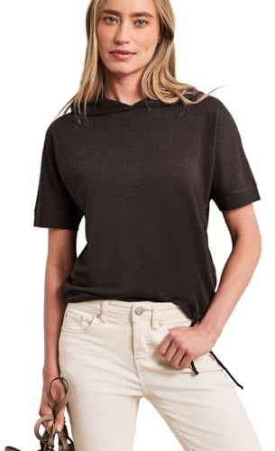 Damen Kurzarm Shirt mit Kapuze und Tunnelzug