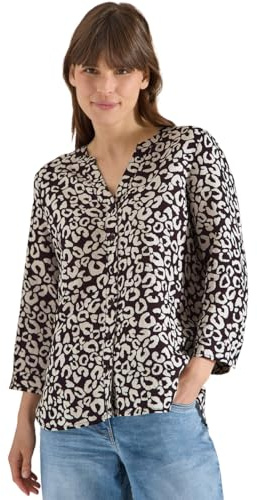 Cecil Damen Bluse mit Leo-Muster aus Leinenmix