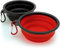 iGadgitz U6226 Juego de 2 Plegable Silicona Comedero Compatible con Perro Portatíl Alimentos Agua Viajes Plato Compatible con Mascota