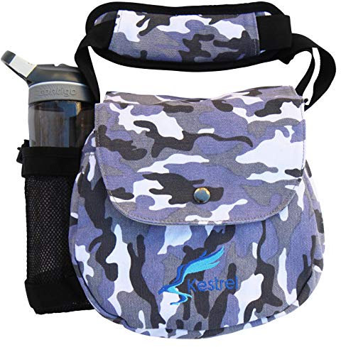 Kestrel Discgolftasche | passend für 12 Scheiben + Flasche Anfänger und Fortgeschrittene Discgolfspieler extrem strapazierfähiges Segeltuch Discgolftaschen-Set Frisbee Golftasche (Grau-Camo)