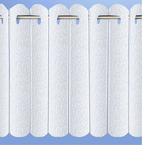 Rhodes Plain Lace Net Voile Vertical Pleated Window Blind Panel Curtain White (72 wide x 54 drop (183x137cm))