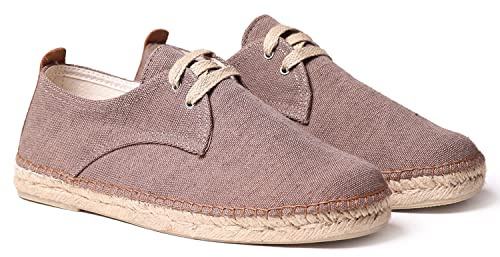 Toni Pons Herren-Espadrille zum Schnüren aus Baumwollstoff - Dixon - Braun, 45 EU