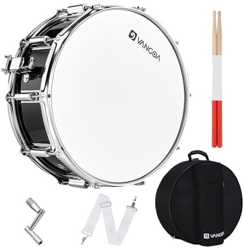 Vangoa Snare Drum Kit, Marching Snare Drum, 35,6 x 14 cm, mit 10 mm Polsterung, Tragetasche, 5A Drumsticks, Speedup Drum Key, Gurt, Drum Mute Pad