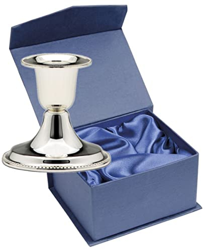 SILBERKANNE Kerzenleuchter mit Perlmuster H 7 cm Premium Silber Plated edel versilbert in Top Verarbeitung. Fertig zum verschenken mit schicker Geschenkverpackung