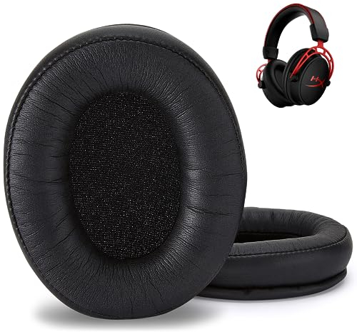 Premium-Ohrpolster kompatibel mit Kingston HyperX Cloud Alpha, Cloud Flight, Cloud 1/2 und Cloud Stinger-Kopfhörern (Schwarz). Proteinleder | Weicher Schaumstoff hoher Dichte | Einfache Installation