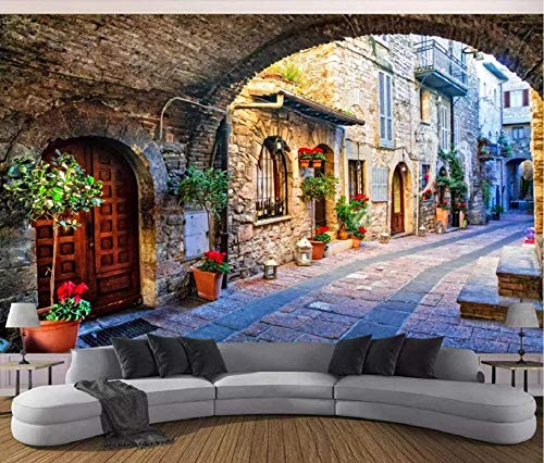 Tapete Kinderzimmer Fototapete Italien Stadt Straße Tapete Kinderzimmer Fototapeten 3D Effekt Wohnzimmer Deko Schlafzimmer Wanddeko Wandbilder 300cmx210cm