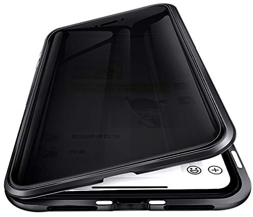 Woskko Anti-Peep Magnetic Case for iPhone Xs Max, Anti-Peep Privacy Screen Protector, Double-Sided Tempered Glass, Metal Bumper, Wireless Charging Compatible, Black