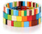 NVENF Bracciali con piastrelle smaltate arcobaleno braccialetti con perline color block impilabili braccialetti elasticizzati bohémien piastrelle filo braccialetto set per donne uomini, 2.5 inch,