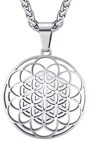 FaithHeart Collier Fleur de Vie Femme Pendentif Mandala Protection Bouddhiste Yoga Acier Inoxydable Bijoux Cadeau Anniversaire