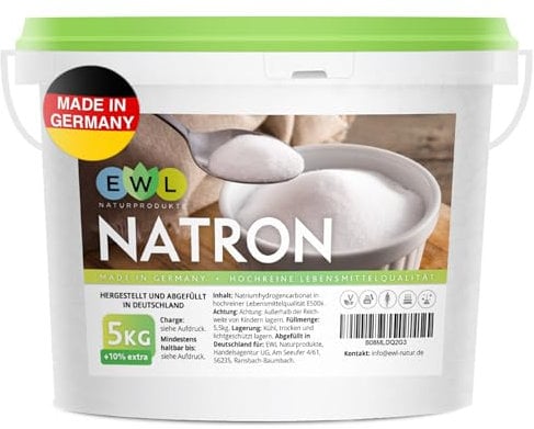 Natron Pulver 5,5kg Vorteilspack Hochreine deutsche Natron Lebensmittelqualität Deutsche Herstellung u. Abfüllung Backpulver Natronpulver Bakingsoda