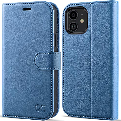 OCASE iPhone 12 Case, iPhone 12 Pro Case PU Leather iPhone 12/12 Pro 5G Wallet Flip Phone Cover with[TPU Inner Shell][RFID Blocking][Card Holder] Compatible For 6.1 iPhone 12/12 Pro-Light Blue