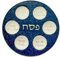 12 Blue and White Classic Holiday Hanukkah Seder Round Plate with Gold Accents