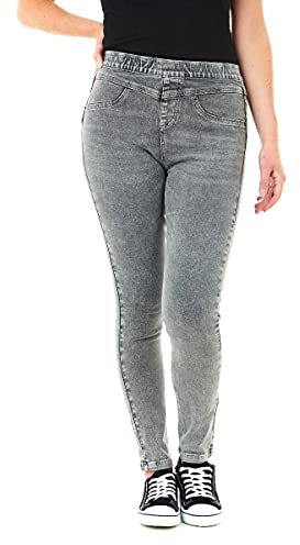 M17 Women Ladies Denim Jeans Jeggings Sculpt Pull On Skinny Fit Casual Cotton Trousers Pants with Pockets (12, Acid Black)