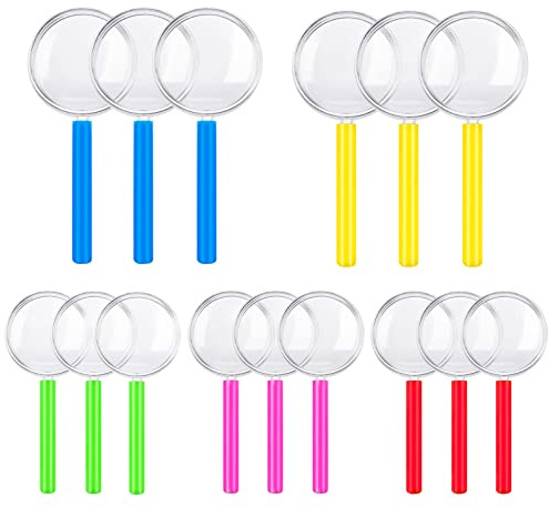 Dacitiery 15Pcs Kids Magnifying Glasses, Handheld Magnifying Glass | Portable Colorful Mini Magnifying Glasses with Handle for Children Science Class Outdoor Observation Party Fun Tool