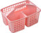 ALINK Plastic Shower Caddy Basket with Compartments, Portable Divided Cleaning Supply Storage Organizer with Handle for College Dorm Bathroom - Pink