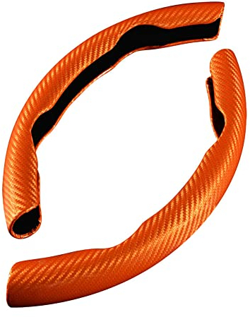 Universal Lenkrad Booster Cover, Asudaro 1Paar Universal Auto Lenkradbezug Lenkrad Abdeckung ABS Kohlefaser Lenkradhülle Griffschutz für Autos, Lastwagen, Wohnmobile, Geländewagen Orange