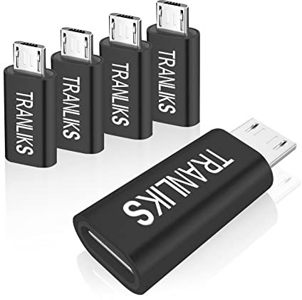TRANLIKS Adapter Micro USB auf USB C, USB Typ C Female auf Micro USB Male Adapter Geeignet für Laden und Data Sync(5 Stück Schwarz)