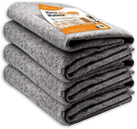 OFITURIA Couverture de déménagement, Mesure 1,5 x 2 m, protège Vos Meubles des Chocs et des transferts, Couverture réutilisable, Couverture de Peintre, Yoga et Animaux de Compagnie (3 unité)