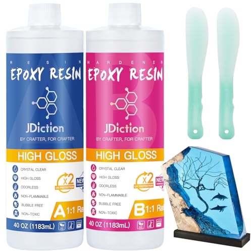 JDiction Epoxy Resin 80OZ - Epoxy Resin Kit Crystal Clear, Non Toxic, Bubble Free Resin for Art Craft, Jewellery Making, River Tabletop