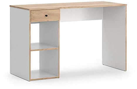 Vicco Schreibtisch Sirio, Weiß/Goldkraft Eiche, 120 x 50 cm